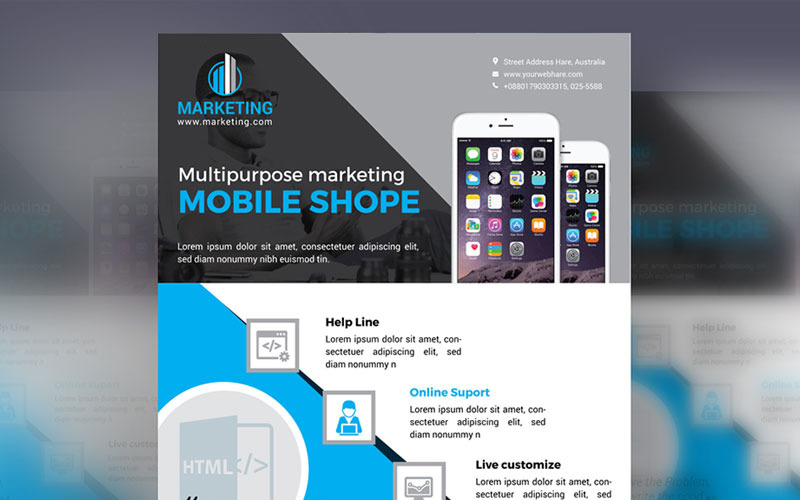 Download Фирменный стиль "Mobile App Business Flyer | Vol. 02 - Corporate Identity Template" / Mobile App Business Flyer | Vol. 02 - Corporate Identity Template - Фирменный стиль на тему графика mobile smartphone app application android os flyer bundle corporate business template psd poster design editable big mega advertising business flyer
