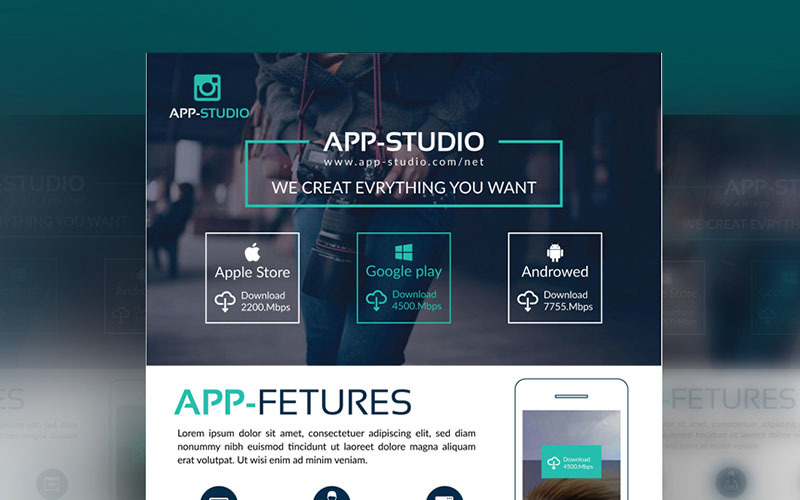 Download Фирменный стиль "Mobile App/Apps Business Flyer - Corporate Identity Template" / Mobile App/Apps Business Flyer - Corporate Identity Template - Фирменный стиль на тему графика mobile app application android os smartphone flyer bundle corporate business template psd poster design editable big mega advertising business flyer