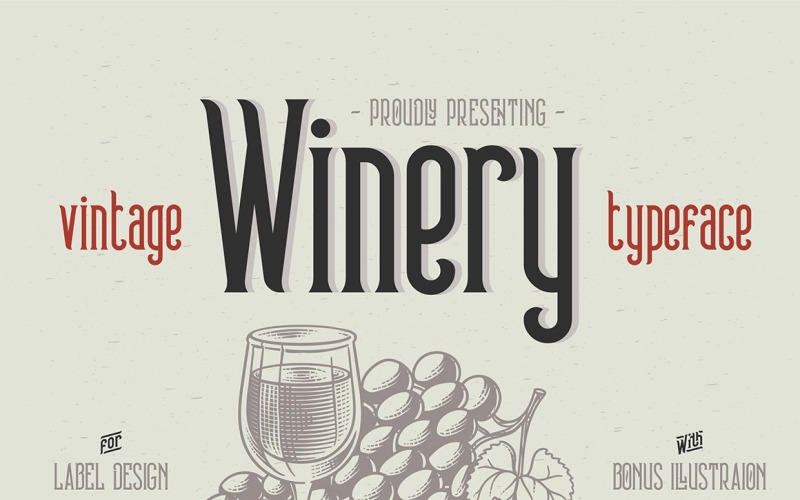 Download Шрифт "Winery typeface + bonus Font" / Winery typeface + bonus Font - Шрифт на тему графика vine,winery,type,font,vintage,retro,classic,label,design,bonus,illustration,lettering,text,abc,grapes,bunch,glass,wine,typeface,leaf