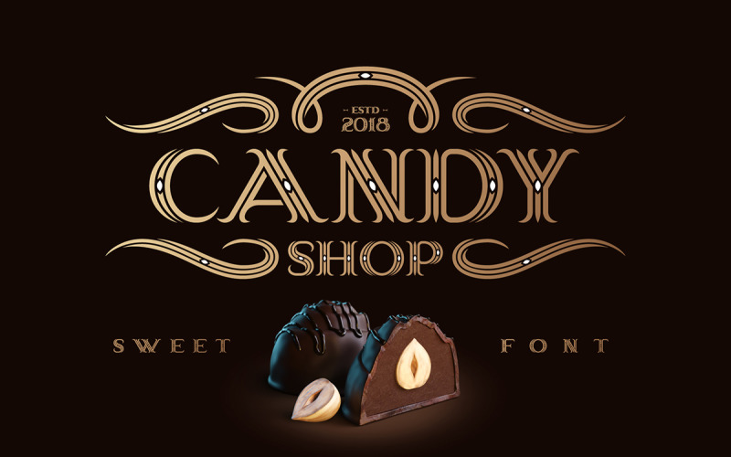 Download Шрифт "Candy Shop with Bonus Font" / Candy Shop with Bonus Font - Шрифт на тему графика 3d,render,visualisation,illustration,candy,chocolate,dessert,cocoa,dark,gourmet,food,sweet,brown,sugar,nuts,praline,background,gift,delicious,truffle