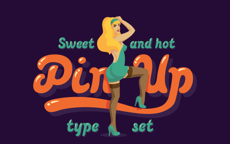 Download Шрифт "Pin Up and Illustration Font" / Pin Up and Illustration Font - Шрифт на тему графика girl,female,woman,vector,design,lettering,banner,text,graphic,retro,vintage,pin-up,young,beauty,font,typeface,script,abc,modern,trendy