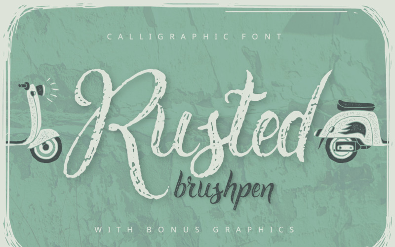Download Шрифт "Rusted Brushpen Script + Bonus Font" / Rusted Brushpen Script + Bonus Font - Шрифт на тему графика font,type,script,rust,bike,scooter,brushpen,handwritten,handcrafted,dirty,grunge,abc,typeface,letter,text,calligraphy,texture,illustration,graphics