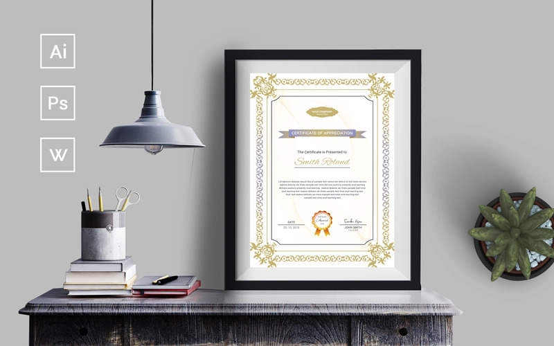 Download Шаблон сертификата "Smith Roland Word Certificate Template" / Smith Roland Word Certificate Template - Шаблон сертификата на тему графика certificate corporate decorative diploma elegant excellence frame graduation green modern multicolor ornaments paper print template professional red simple yellow of