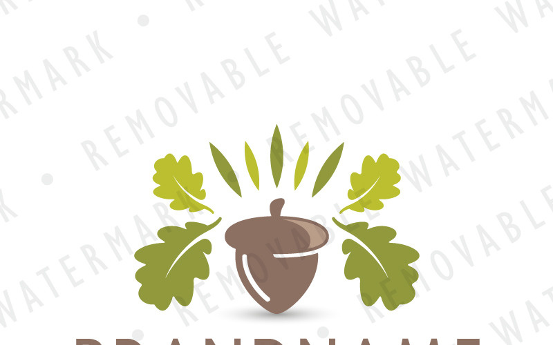 Download Шаблон логотипа "Leaf Crowned Acorn Logo Template" / Leaf Crowned Acorn Logo Template - Шаблон логотипа на тему графика tree,leaf,oak,forest,wood,strength,potential,grow,wisdom,crown,seed,prosperity,logo,design,template,investing,landscaping,resort,acorn,outdoor