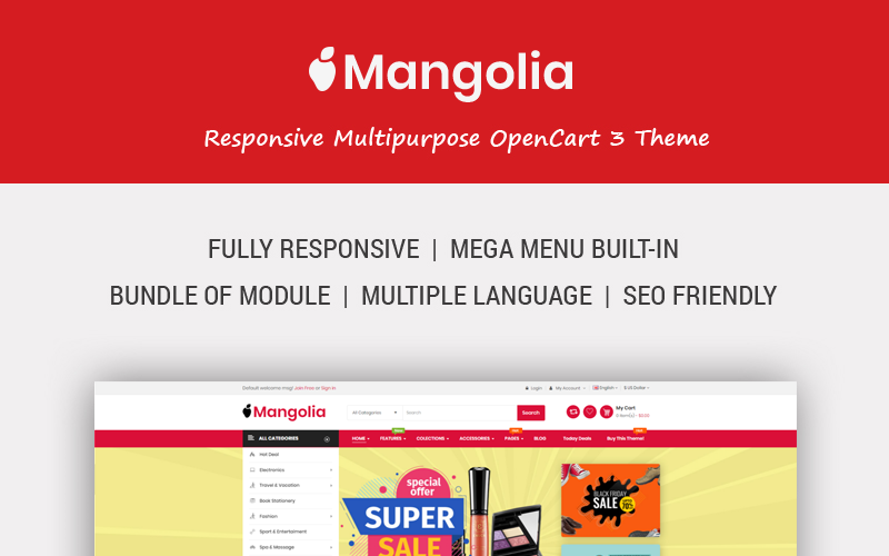 Mangolia - чистый, минимальный и многоцелевой шаблон OpenCart
