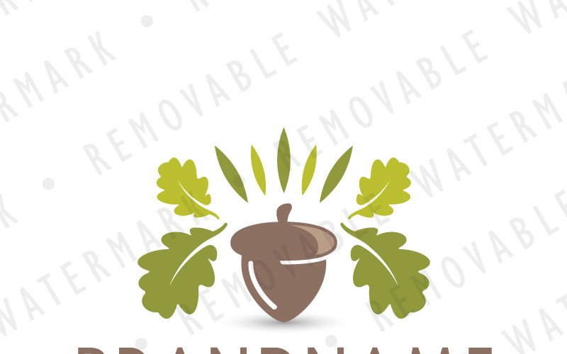 Modèle de logo de gland couronné de feuilles