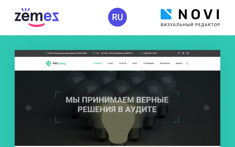 PROTaxing - Használatra kész tiszta Novi HTML Ru webhelysablon ellenőrzése