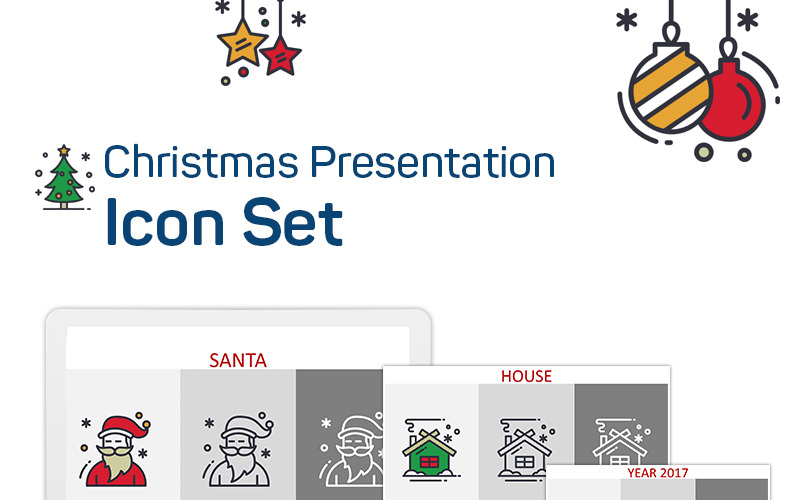Різдвяна презентація набір іконок PowerPoint