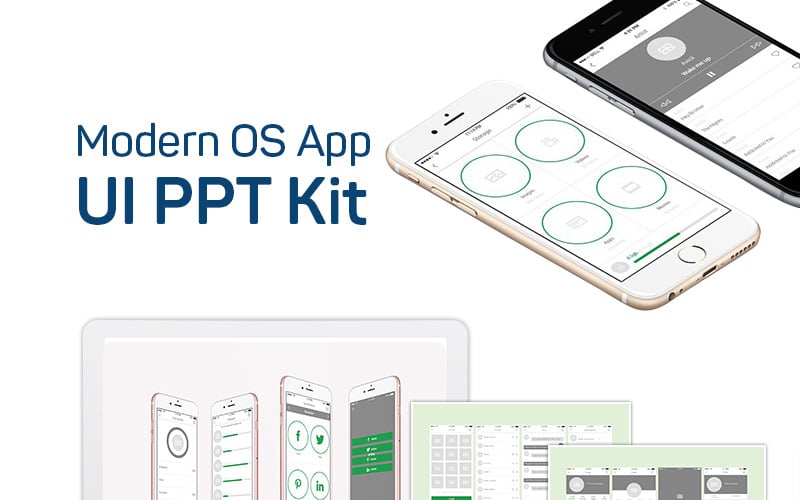 Современный шаблон OS App UI PPT Kit PowerPoint
