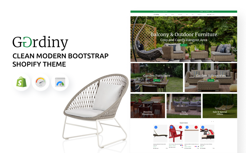 Gardiny - тема чистого сучасного Bootstrap Shopify
