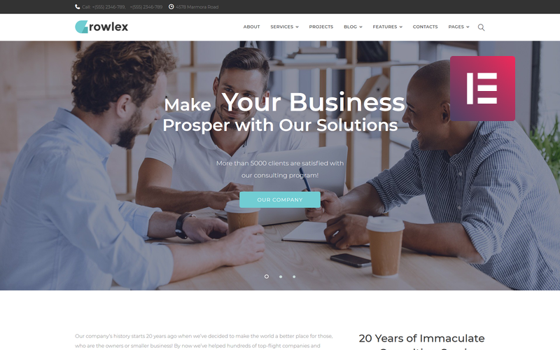 Glowlex - Tema de Elementor para WordPress limpio multipropósito de servicios de consultoría