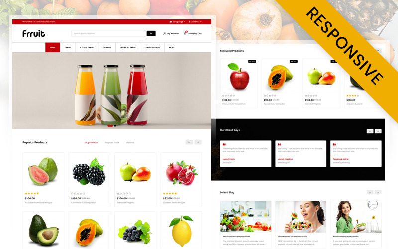 Modèle réactif OpenCart de magasin de fruits frais
