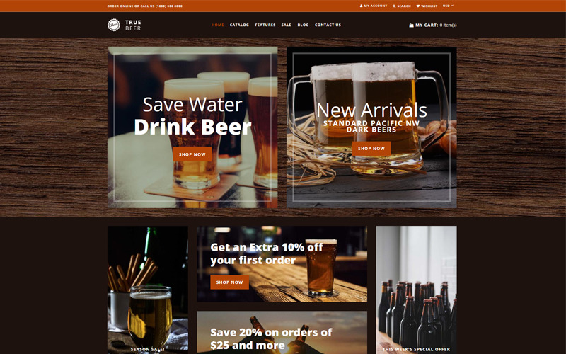 TrueBeer - Thème Shopify Bootstrap fonctionnel élégant
