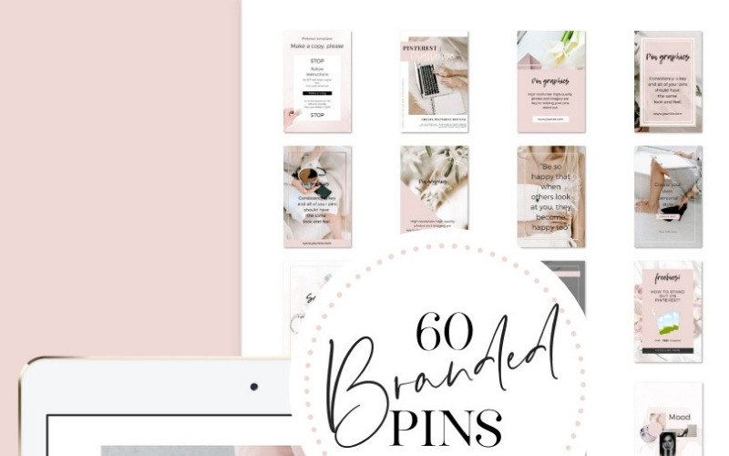 Download Шаблон для соцсетей "Branded pins + Pinterest guide Social Media Template" / Branded pins + Pinterest guide Social Media Template - Шаблон для соцсетей на тему графика feminine templates canva social media brandvisuals blogger brandassets editable branding customizable pinterest pins branded pinsundefined