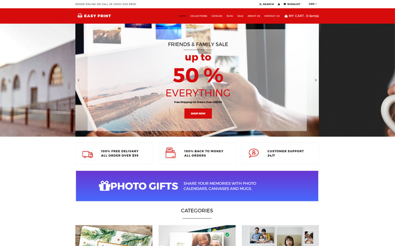 Easyprint - Друк мультивалютної простої теми Shopify