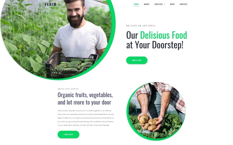 Ferim - Доставка їжі Багатоцільова мінімальна тема WordPress Elementor
