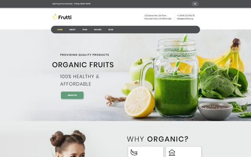 Frutti - Biologisch voedsel Multifunctioneel klassiek WordPress Elementor-thema