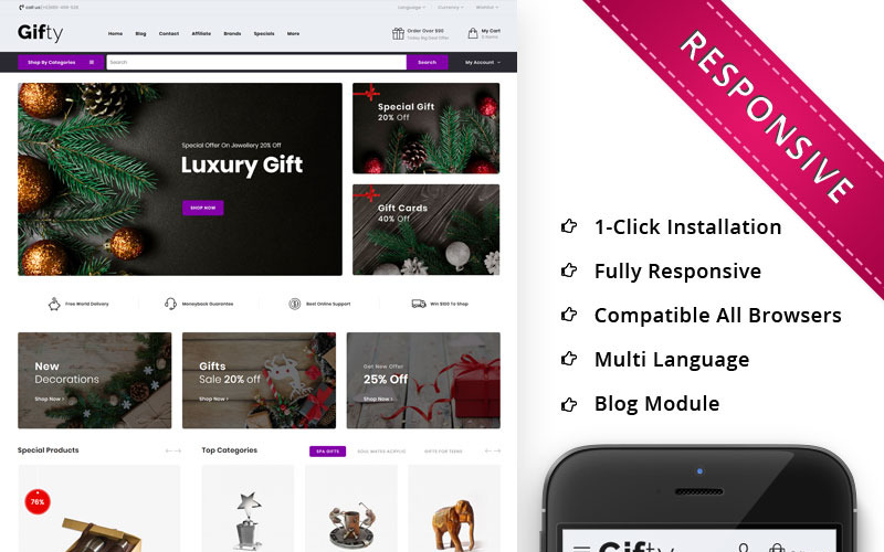 Gifty - The Gift Store Responsive OpenCart Şablonu