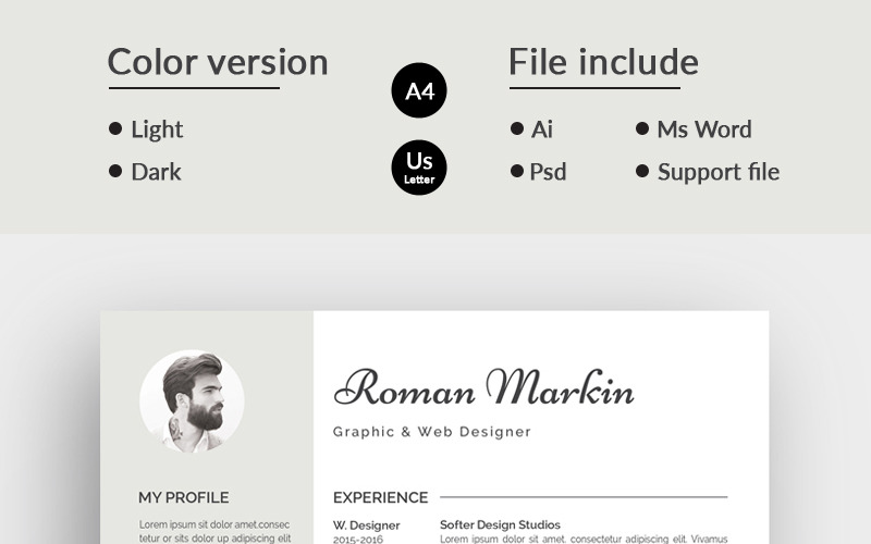 Download Резюме "Jhon Markin Modern Resume Template" / Jhon Markin Modern Resume Template - Резюме на тему дизайн и фотография resume cv clean creative word infographic modern professional student mac pages manager template bankers doctors job seekers