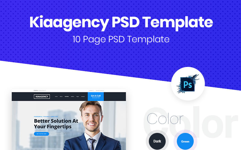 Download PSD шаблон "Kiaagency PSD Template" / Kiaagency PSD Template - PSD шаблон на тему бизнес и услуги business corporate agency psd