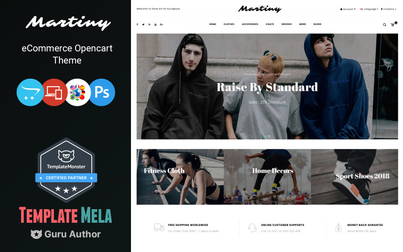 Martiny - OpenCart шаблон магазина модной одежды