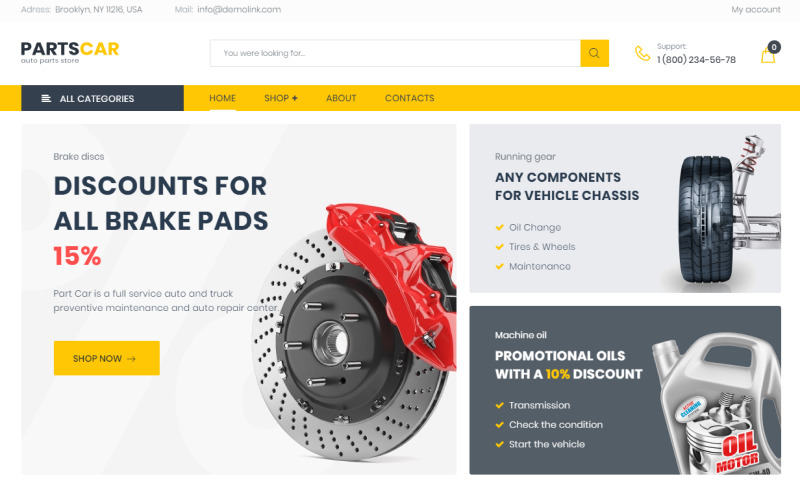 PartsCar - Tema clássico do Elementor para WooCommerce de conserto de automóveis
