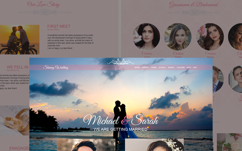 Download PSD шаблон "Shining Wedding - Wedding PSD Template" / Shining Wedding - Wedding PSD Template - PSD шаблон на тему организация свадьбы 