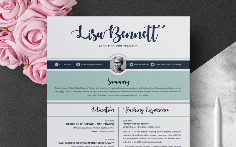 Download Резюме "Teacher Resume Template" / Teacher Resume Template - Резюме на тему графика resume resumecv bundle pack clean template cv creative minimal psd word modern new swiss elegant booklet curriculum vitae bio-data a4