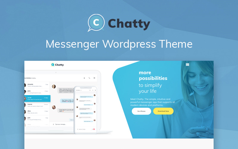 Chatty - Komunikační víceúčelové čisté téma WordPress Elementor