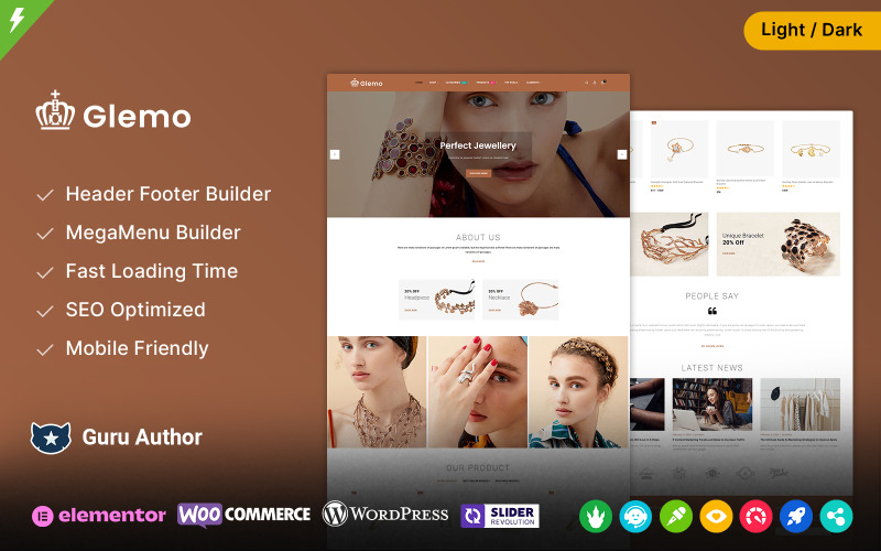 Glemo - Tema WooCommerce para una tienda de joyería y moda moderna