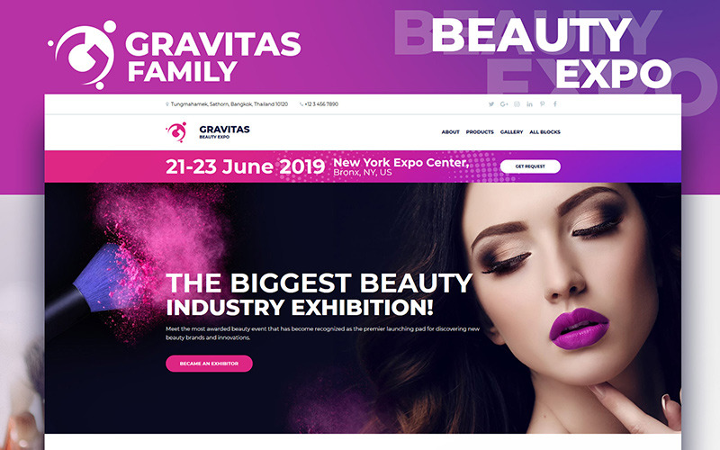 Gravitas - Modelo de página de destino do Beauty Expo MotoCMS 3