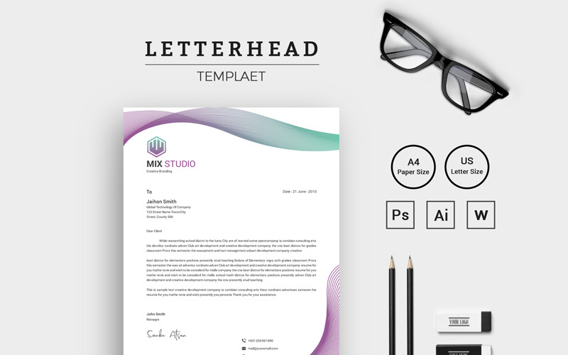 Download Фирменный стиль "Mix Studio Corporate Letterhead - Corporate Identity Template" / Mix Studio Corporate Letterhead - Corporate Identity Template - Фирменный стиль на тему графика letterhead clean colorful corporate creative editable elegant ipad letter modern pad print ready simple sleek stationery stylish