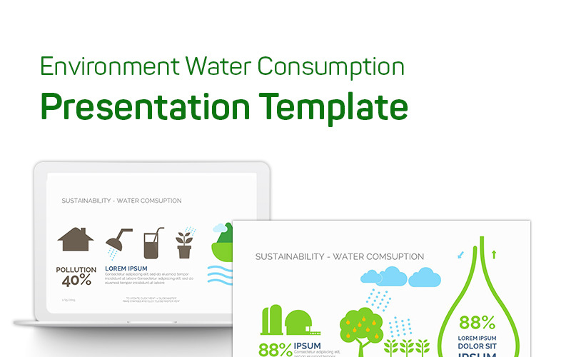Modello PowerPoint per il consumo di acqua dell'ambiente