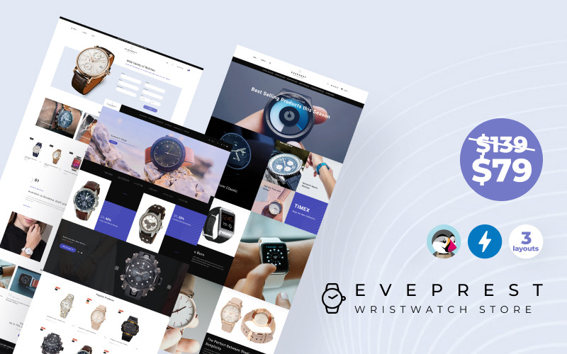 Náramkové hodinky Eveprest - Hodinky s motivem moderního elektronického obchodu Bootstrap PrestaShop