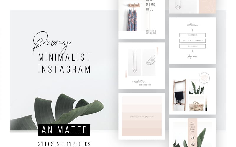Download Шаблон для соцсетей "ANIMATED Instagram Posts – Peony Social Media Template" / ANIMATED Instagram Posts – Peony Social Media Template - Шаблон для соцсетей на тему графика animated animation instagram template peony flower flowers floral female feminine minimalist minimalism social media lifestyle fashion clean simple modern video