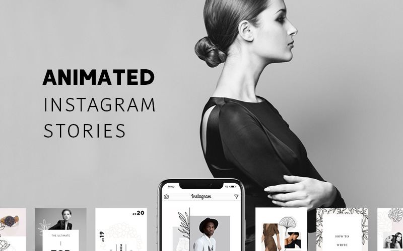 Анимированные истории из Instagram - чистый шаблон для социальных сетей