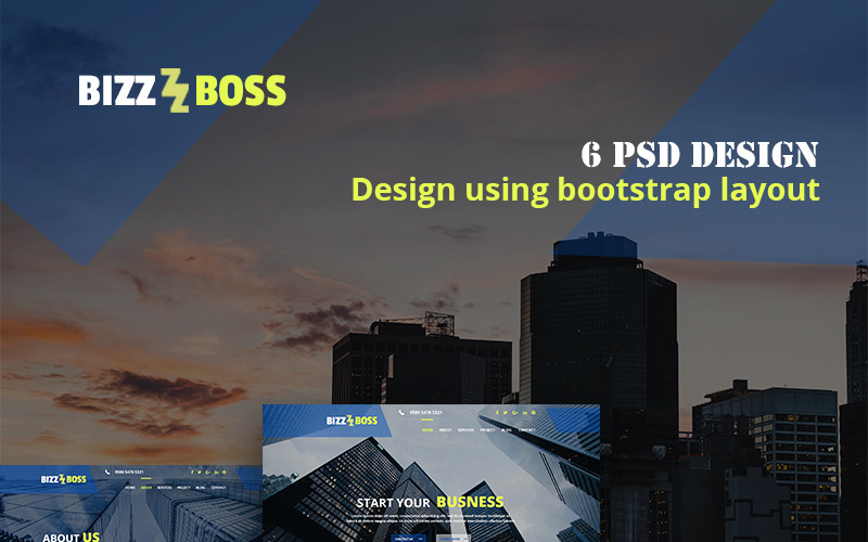 Download PSD шаблон "BizzBoss - Multipurpose Corporate PSD Template" / BizzBoss - Multipurpose Corporate PSD Template - PSD шаблон на тему бизнес и услуги business website agency corporate company shop creative consultation modern elegant multipurpose portfolio ecommerce finance blog services template theme psd photoshop