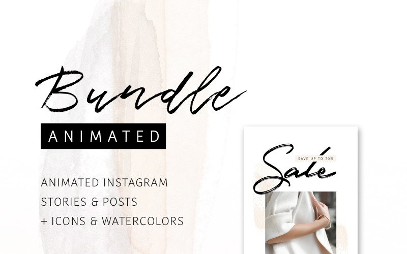 BUNDLE: Storie e post di Instagram ANIMATI - Modello di social media così femminile