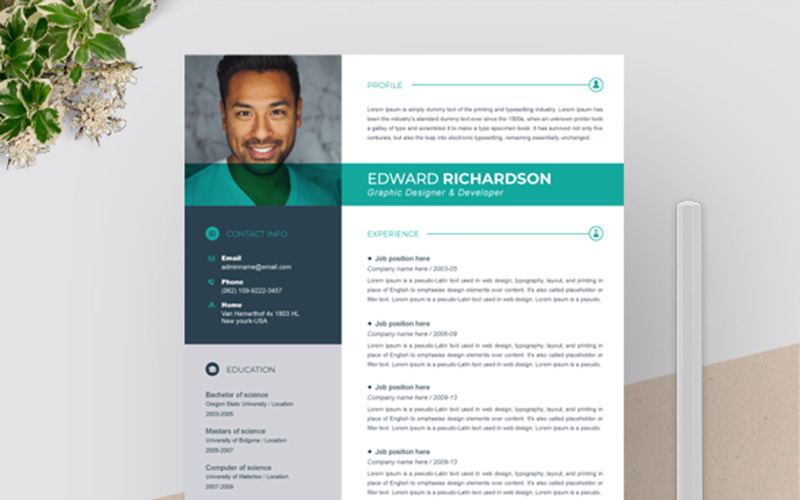 Download Резюме "Edward Richardson - Resume Template" / Edward Richardson - Resume Template - Резюме на тему графика a4,clean resume,cv,cv clean,cv doc,cv elegant,cv template,elegant resume,modern resume,professional resume,resume,resume clean,resume creative,resume cv,resume design,resume minimal,resume pa