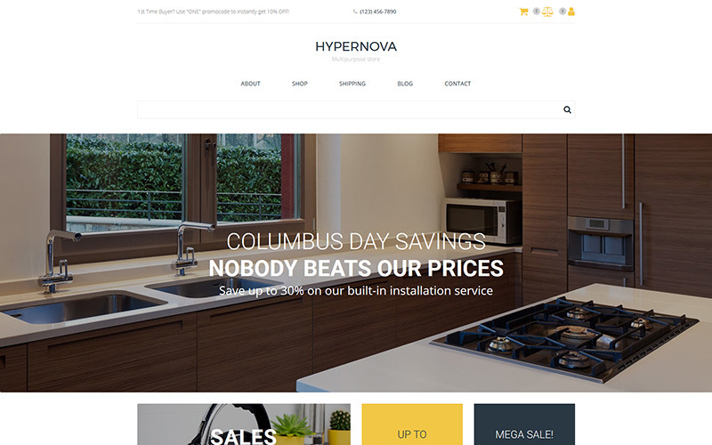Hypernova - Modello di e-commerce MotoCMS per negozio di elettrodomestici