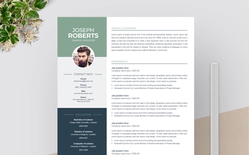 Joseph Roberts - Resume Template #75755 - TemplateMonster