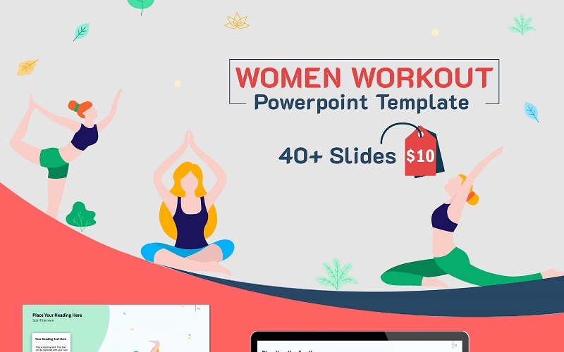 Kadınlar Work Out PowerPoint şablonu
