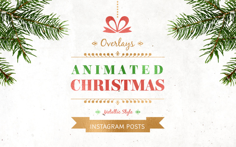 Post natalizi ANIMATI - Modello di social media metallico