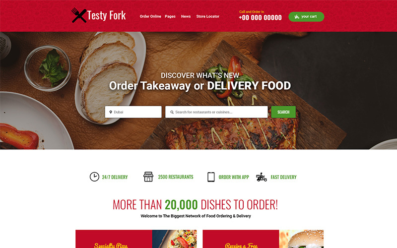 TestyFork - Modèle PSD de restaurant polyvalent