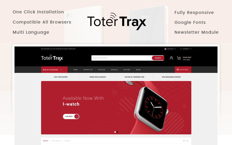шаблон opencart магазина электроники totertrax