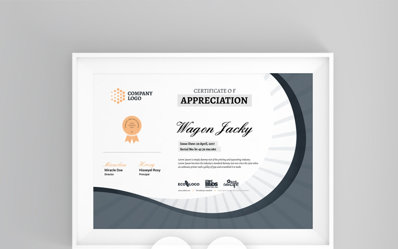 Download Шаблон сертификата "Corporate & Modern Certificate Template" / Corporate & Modern Certificate Template - Шаблон сертификата на тему графика abstract certificate achievement award awards black design in graphics certificate of appreciation clean corporate course creative cyan decorative diploma elegant