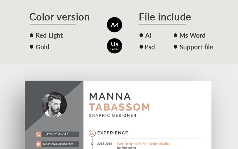 Download Резюме "Manna Tabssom Modern Resume Template" / Manna Tabssom Modern Resume Template - Резюме на тему графика resume cv clean creative word infographic modern professional student mac pages manager template bankers doctors job seekers