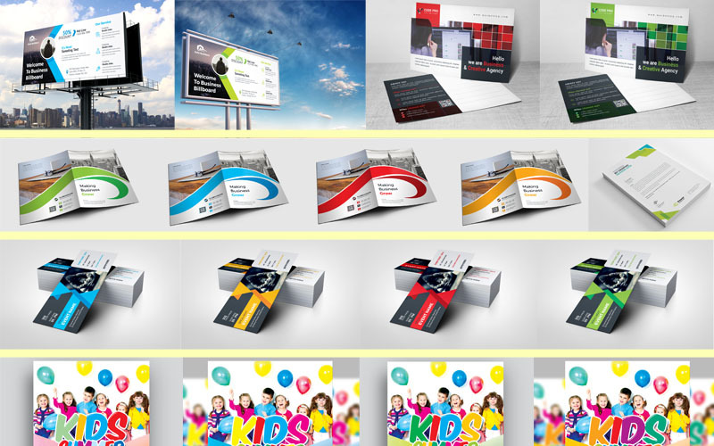 Download 4 Бандл Печатных дизайнов / VOLUME 4 Print Pack - Corporate Identity Template - Фирменный стиль на тему графика ad advertisement advertising business clean corporate flyers full-page magazine ads multicolor print print