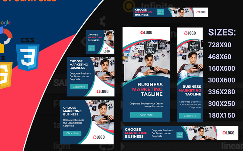 Download Animated Banner "Business Banner Ads Animated Banner" / Business Banner Ads Animated Banner - Animated Banner на тему услуги доставки html,html5,banner,animated