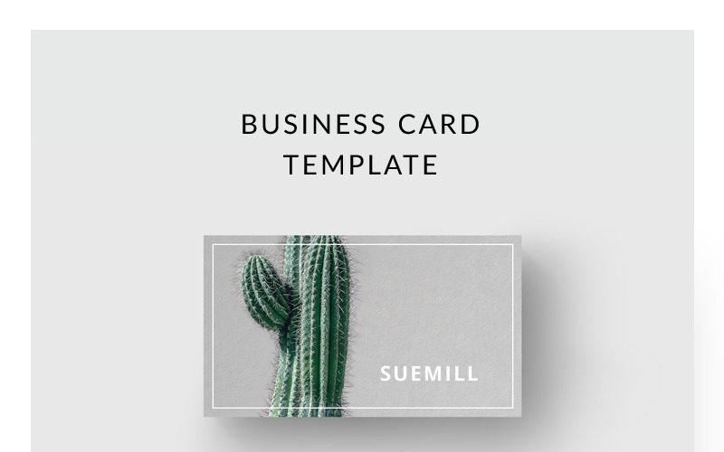 Download Фирменный стиль "Business Card With Cactus - Corporate Identity Template" / Business Card With Cactus - Corporate Identity Template - Фирменный стиль на тему графика business card template name personal minimalist minimalism clean simple modern female feminine corporate design print calling visiting beauty cactus plant